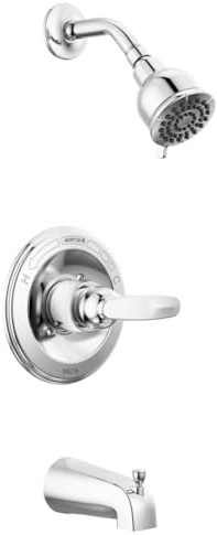 Delta Faucet Foundations Chrome Shower Faucet Set with 2-Spray Chrome Shower Head, Tub and Shower Trim Kit, Shower Faucet Sets Complete, Chrome BT1341 (Valve Not Included)