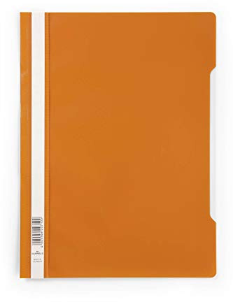 Durable Clear View A4 Document Folder Orange | Transparent Front Cover | Pack of 50 Folders | Ideal for Holding A4 Punched Documents