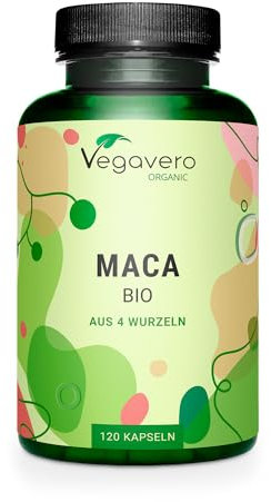 BIO MACA Kapseln Vegavero® | 3000 mg pro Tagesdosis | 100% Organic | 120 Stück | 4 Sorten: schwarz, rot, gelb und violett | Vegan & Ohne Zusätze