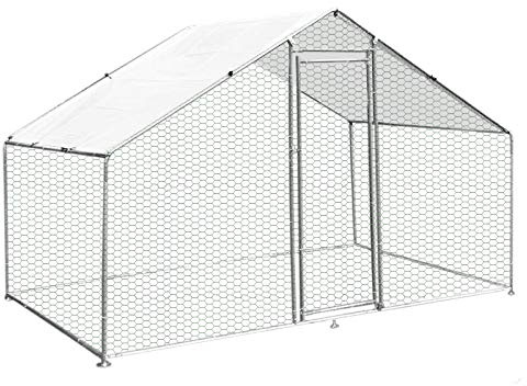 Walk In Chicken Run Cage Coop 3m x 2m x 2m Dog Pen House Kennel Large Metal Enclosure Rabbits Ducks Poultry Roof Cover Shelter Sunshade Pets Outdoor Backyard Farm Animal