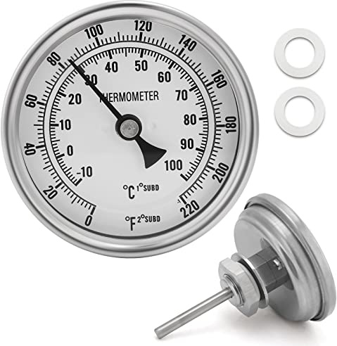 Hilangsan NPT 1/2 Brewing Dial Thermometer - Stainless Steel Kettle Thermometer with 3 Large Dial (0-220F / -10-100C)