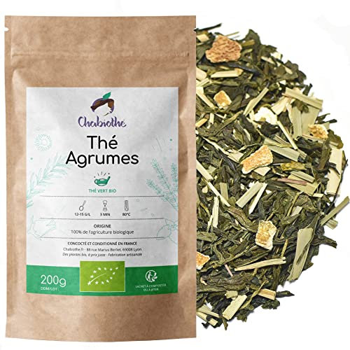 Chabiothé - Thé vert aux Agrumes BIO 200g - type Earl Grey - mélangé et conditionné en France