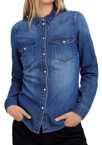 VERO MODA dam Vmmaria Ls Denim Slim Shirt Mix New Noos Blus