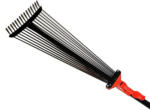 Verstellbarer Laubharken aus Metall, Garten-Rasenrechen, einziehbarer Rasenrechen, zum Gärtnern, Kultivieren, Auflockern des Bodens und Verteilen von Mulch