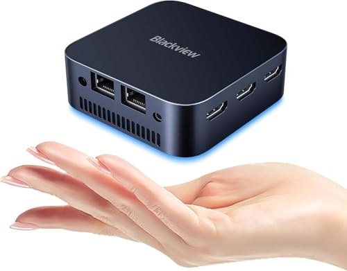 Blackview MP80 Mini PC Intel N5095 (hasta 2,9 GHz), 16GB LPDDR5 512GB M.2 SSD Mini Ordenador de Escritorio, Compatible con LAN Dual, 3*HDMI, USB 3.0, WiFi 2.4/5G, 4K UHD