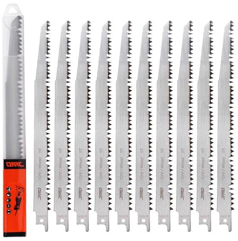 10 Stück Säbelsägeblätter für Holz S1531L Sägeblätter Säbelsäge Säbelsägeblatt für Schnelle Schnitte, für Holz, Frischholz, Kunststoff, 240 mm 5 TPI