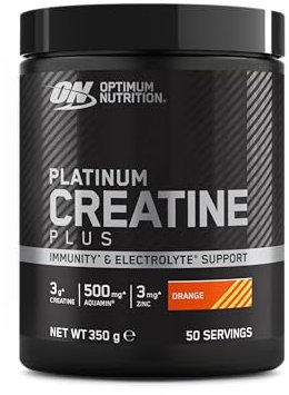Optimum Nutrition Platinum Creatina Plus in Polvere, Gusto Arancia, 350g, 50 Porzioni