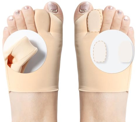 Chanurae Corrector de juanetes, 1 par de vendajes para juanetes, separador de dedos de los pies, calcetines de hallux valgus, para aliviar el dolor, amortiguadores de silicona extraíbles incorporados