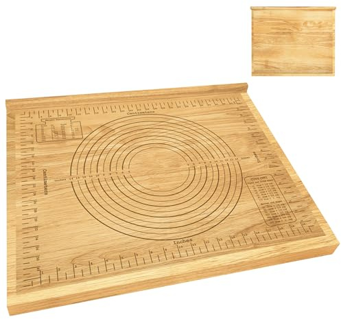 Extra Large Pastry Board, 24'' x 20 Wood Dough Rolling Tray with Edge, Reversible Cutting & Serving Board for Pizza, Bread, Pastry Baking, Kitchen Counter Dough Prep Board