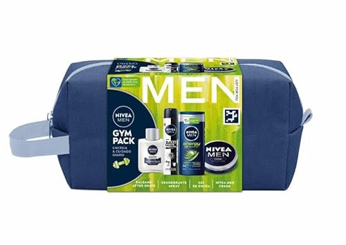 NIVEA Gympack, beauty case da palestra con gel doccia (1 x 250 ml), balsamo After Shave (1 x 100 ml), deodorante spray (1 x 200 ml) e NIVEA MEN Creme (1 x 75 ml)