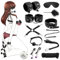 Sex Bondage 11 pezzi BDSM in pelle Bondage Set Kit di costrizione Giocattoli sessuali per adulti per donne e coppie preliminari, manette per mani e caviglie Collezione Bondage e benda e Tickler inclus