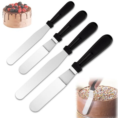 KASESSS 4 Stück Winkelpalette, Edelstahl Palettenmesser Backen, Streichpalette für Torten 6/8 Zoll, Tortenpalette, Palette Küche, Icing Spatula, Palette Backen zum Dekorieren von Kuchen, Gebäck