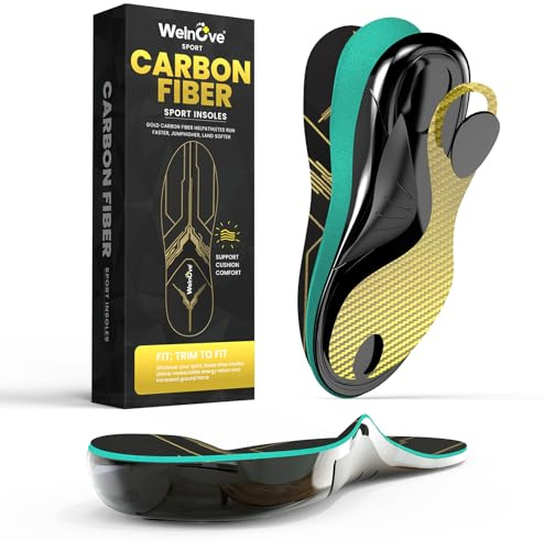 Einlegesohlen aus Kohlefaser mit Fußgewölbestütze -stoßdämpfende Leistungssohlen für den aktiven Sport - Energierückgabe und Schutz vor Verletzungen,Nicht für Stollenschuhe und enge Schuhe-2XL