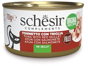 Schesir, Filetes de Atún con Calabaza en Gelatina, Comida Húmeda Complementaria para Gatos, en Latas, Receta Original, 100% Natural, 12 x 70g