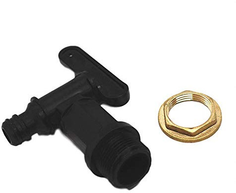 TopHomer Water Butt Tap, 25mm Thread Water Butt Connector Standard IBC Ton Bucket Spout Faucet with Brass Wire Fastener for Rain Barrel, Tank, Garden (Black)