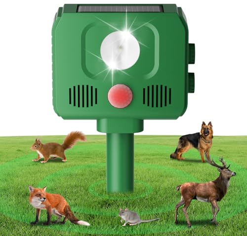 2026 Repulsif Chat Solaire, 4 Modes Répulsif Chat Ultrason Exterieur, Répulsif Ultrason Anti Rongeurs avec Détecteur Mouvement, Repulsif Ultrason pour Anti Chats Chiens Souris Ratons Animaux Jardin