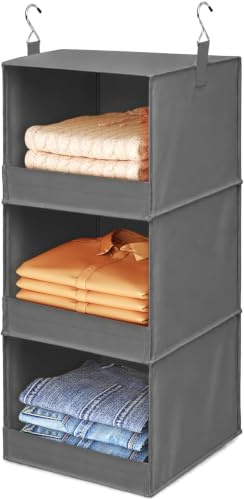 Lifewit 3 fächer Hängeregal Stoff, kleiderschrank Organizer hängend, Grau