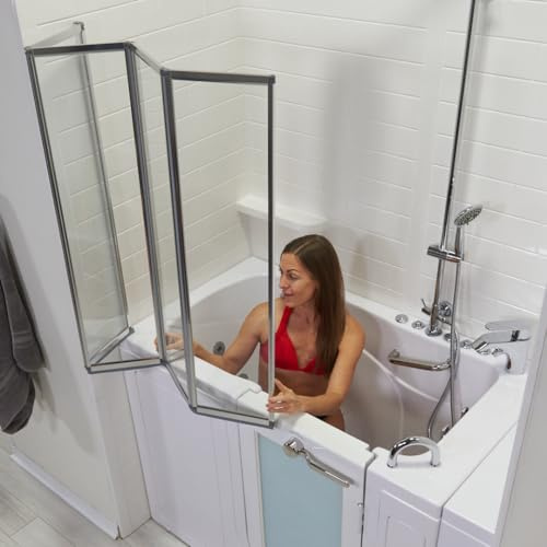 Ella 4-Fold Tempered Glass Shower Screen Bath Screen for Walk-In Tubs