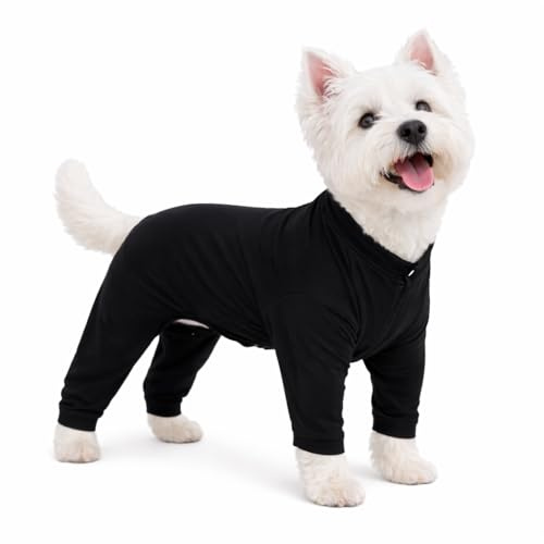 Lovelonglong Four Feet Dog Lightweight Pajamas, Pure Cotton Dog Jumpsuits 4 Legs Dog Onesies T-Shirt Stylish PJS Puppy Costume for Large Medium Small Dogs Black S