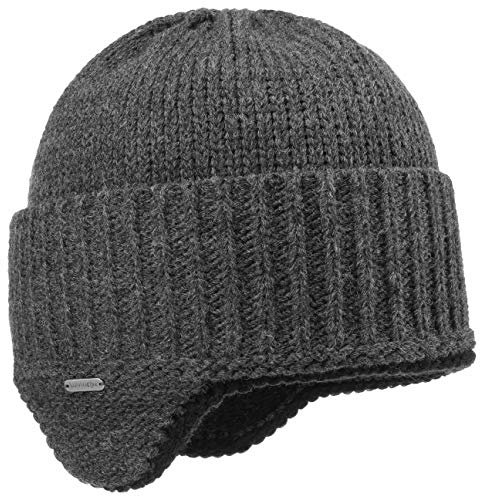 McBURN Anton Ohrenschutz Strickmütze Ohrenmütze Wintermütze Mütze Wollmütze Skimütze Herren - Made in Italy mit Futter, Futter Winter Herbst-Winter - One Size anthrazit