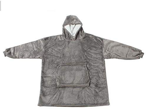 Herren Damen Hoodie Decke Sweatshirt, tragbare Decke warme gemütliche TV Decke, weiche warme bequeme Decke Hoodie Ultraleichte Wärme Hoodies Decke Einheitsgröße Gr. M, grau