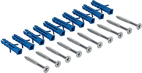 Gedotec Screw set for perforated and drilled transition profiles and end profile made of aluminium, screws with dowels for floor mounting, steel silver, 1 set - mounting material for screwing
