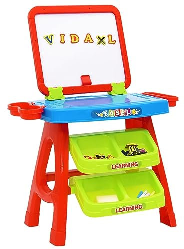 vidaXL Juego de Aprendizaje y Caballete para Niños 3-1 Tablero Pie Dibujo Magnético Pizarra Mesa Cuarto Infantil Escritorio Diversión