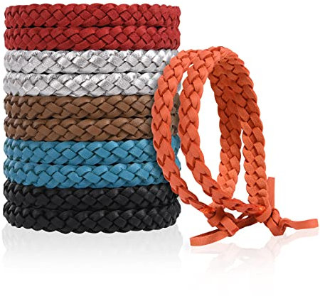 OSDUE 12 Pack Mosquito Repellent Bracelet, Waterproof Anti-Mosquito Wristbands, Adjustable Leather & EVA, DEET-Free Natural Wristbands for Adults, Kids & Babies, 300 Hour Insect Repellent Protection