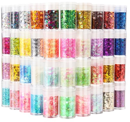 Maquillage Glitter Visage 200 Grammes, Scintillement Holographique Écologique à Grains Grosses pour Yeux, Corps, Cheveux et Ongles 3 mm de Paillettes Mélanges, Accessoires Cosmétiques en Poudre Laser