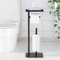 Free-Standing Toilet Roll Holder with Top Storage Shelf, Black Toilet Paper Holder Stand, Floor Standing Toilet Roll Dispenser Storages 4 Reserve Rolls