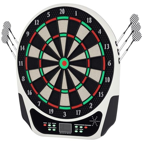 HOMCOM Bersaglio Freccette Elettronico in Plastica con 6 Freccette, Effetti Sonori e Visivi, 44 x 50 x 3.2cm, Nero