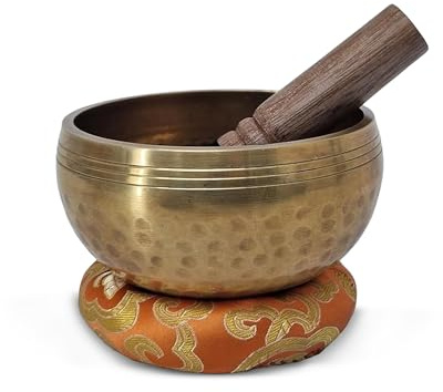 Master Healing Singing Skål, Meditationsskål, Nepalesiska handgjorda skålar med kudde och pinne (11 cm)
