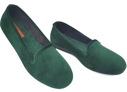 Maravillosas Pantuflas de Invierno para Mujer, Bailarinas Cerradas de Terciopelo para Casa, Ciabatte Elegantes y Super Cómodas, esmeralda, 37 EU