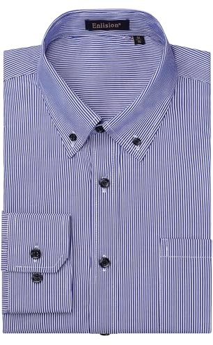 Enlision Mens Dress Shirt Pinstripe Shirts Long Sleeve Office Button Down Striped for Men Regular Fit with Pocket