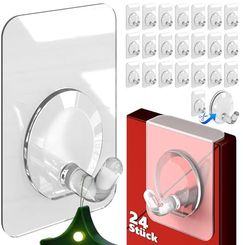 4smile Lot de 24 crochets adhésifs extra forts - Fixations magiques transparentes pour cadres de fenêtre - Supports muraux flexibles pour salle de bain - Modèles autocollants sans perçage