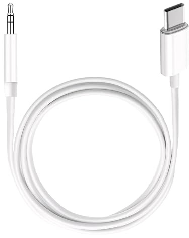 USB C to 3.5mm Audio Aux Jack Cable,3.3 ft, aux Cord for iPhone,Type C to 3.5mm Aux Headphone Stereo Cord Car Cable for iPhone 16/16 Pro, Samsung Galaxy S25 and Other iOS and Android Devices(White)