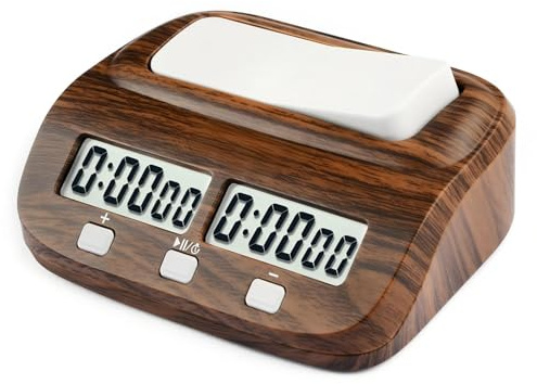 Respefinem Leap Chess Clock Digital Timer med fördröjning och bonus för professionella brädspel med träfärg och räknar upp nedräkningsfunktionen upp till 10 timmar som är lämplig