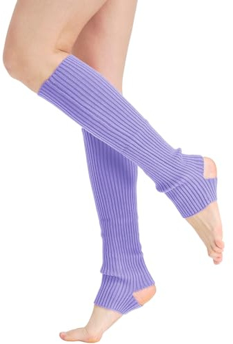 Nanxson Scaldamuscoli da Donna Scaldamuscoli Termici Invernali Lavorati a Maglia Calze al Ginocchio Ragazza Maglia Scaldamuscoli a maglia per Yoga Danza Sport Palestra (B-Viola Chiaro)