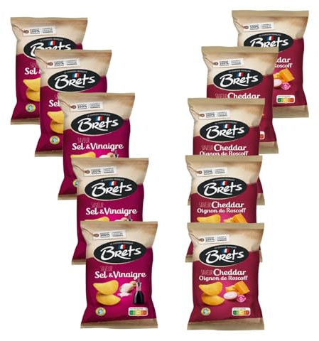 Surtido BRET'S - 10 paquetes: Cheddar y cebolla Roscoff (5 x 125 g) + Sal y vinagre (5 x 125 g)