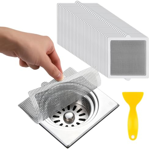 Wozzies 50 Pezzi Raccogli Capelli Doccia, 15 cm x 15 cm filtro doccia capelli, Protezione per Lo Scarico del Pavimento, per Canale Scarico Doccia, Cucina, Bagno
