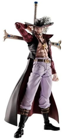 Tamashi Nations - One Piece - S.H. Figuarts Dracule Mihawk Occhio di Falco - PVC e ABS, ca. 6,5 pollici (165 mm) Figura dipinta