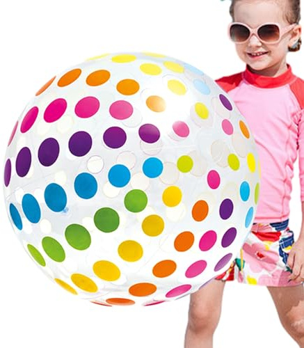 Pallone Da Spiaggia Gonfiabile - 50 Cm, Giocattoli Estivi Da Piscina | Pallone Da Gioco In PVC A Pois Rigati | Giochi Giganti All'aperto Per Bambini, Galleggianti In Piscina, Feste In Giardino, Divert