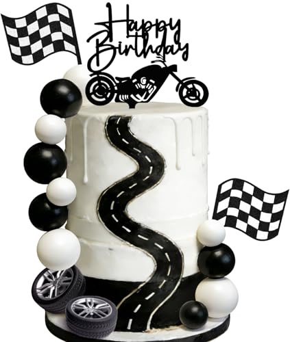Motorrad Kuchendekoration Schwarz Motorrad Tortendekoration Motorradfahrer Geburtstag für Dirtbike Dekoration