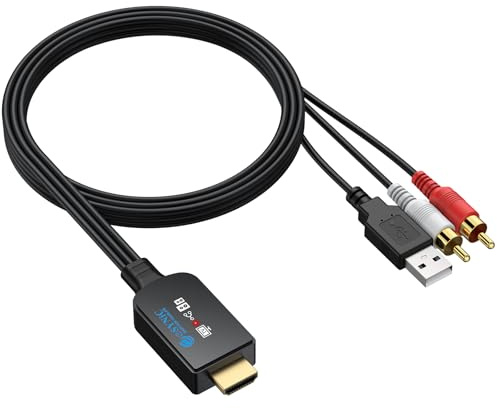 eSynic 192KHz Cavo Convertitore Audio da eARC/ARC HDMI a RCA per HDTV a Altoparlanti Cuffie, Supporta CEC Telecomando, eARC ARC Audio Extractor con Cavo Integrato 1.5m, Uscita L/R, PCM 2CH
