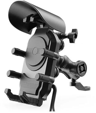 CRJIMX Stöttålig Motorcykelmobilhållare Laddare För Motorcykel Cykel Bicycle Scooter Ställ 15W Trådlös 18W USB 30W Type-C