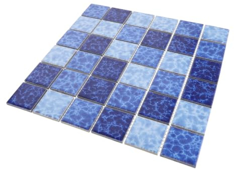 WESIEVYA Baldosa Cerámica Azul Resistente al Agua y Antideslizante para Reparación de Piscinas y Fuentes Adecuado para Balcones y Baños