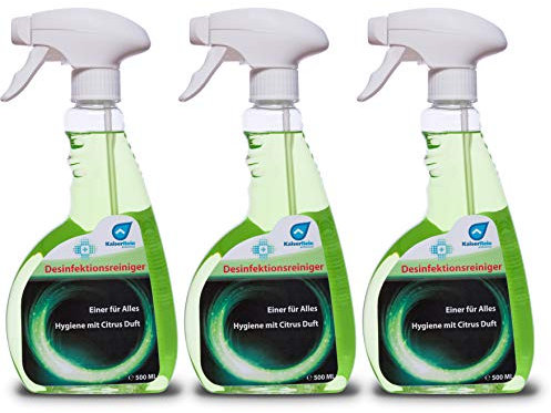 KaiserRein Desinfektionsspray 3 x 0,5 L (1,5L) schonendes Desinfektionsmittel zur Flächendesinfektion I ohne Alkohol I begrenzt virozid I Desinfektionsreiniger