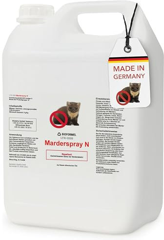 BIODELTA LTK-008 Anti Marder Spray 5 L - Marderschreck - Marderabwehr mit Langzeitwirkung - Marderschutz - Vertreibt Marder ohne zu schaden - Blumenduft- fleckenfrei
