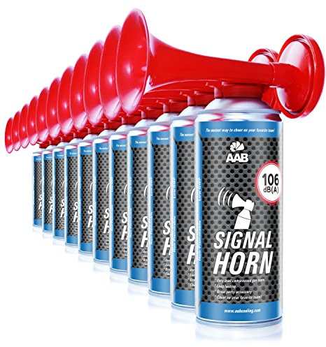 AABCOOLING Signal Horn - Set di 11 Pezzi - Trombetta da Stadio ad Aria Compressa, Fino a 120 Segnali Brevi, Segnalatore Acustico Molto Rumoroso, Trombe Stadio per Feste, Trombette da Stadio