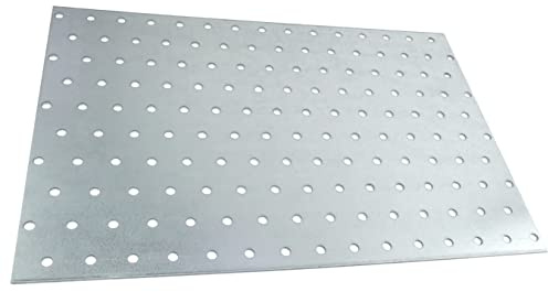 AERZETIX - C58316 - Set di 2 piastre di montaggio perforate 200x300x2mm con 150 fori - in acciaio zincato Z275 - fissaggio in metallo legno - colore argento